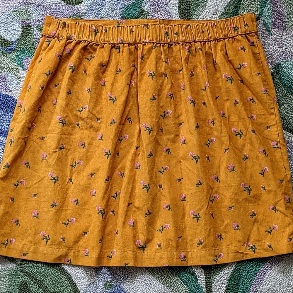 Corduroy Floral Mini Skirt Honeycore Garden Hipster Grunge Cottagecore - Picture 12 of 14